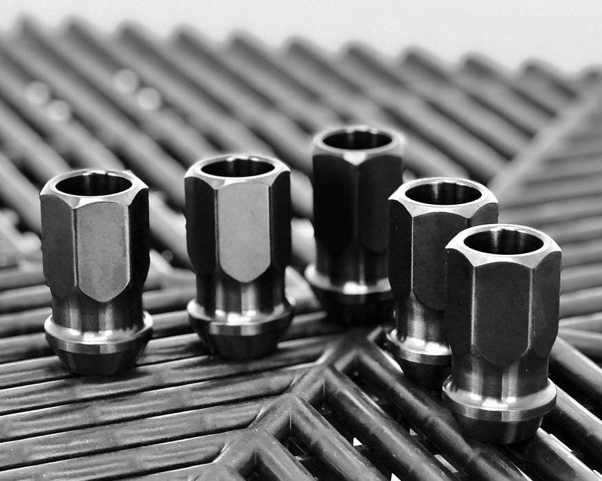 Titanium Open GR5 21mm Black Wheel Lug Nuts Set for Tesla (Model 3, Y, X, S) and Rivian R1T/R1S (Pack of 20)