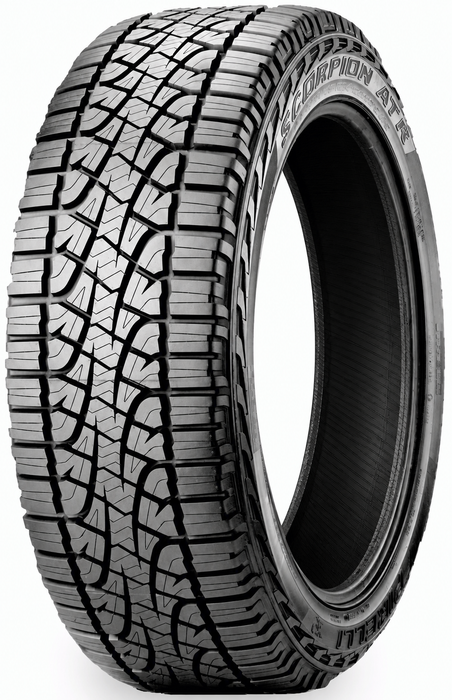 Illustrative Pirelli Scorpion ATR tire, wheel removed in edited image; exact sidewall markings may differ