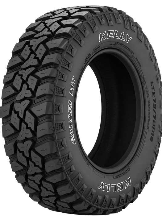 Kelly Safari MT — Model illustration edited with AI to remove the wheel and illustrate the selected sidewall lettering color. Sidewall markings may vary by selected size