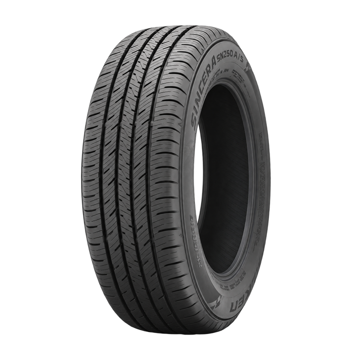 Falken Sincera SN250A A/S — Model-family illustration edited with AI to remove the wheel. Sidewall markings may vary by selected size