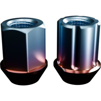 Titanium short lug nuts, standard and anti-theft, cutout