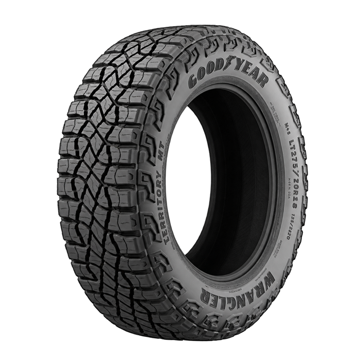 Goodyear Wrangler Territory MT — Model illustration edited with AI to remove the wheel. Sidewall markings may vary by selected size
