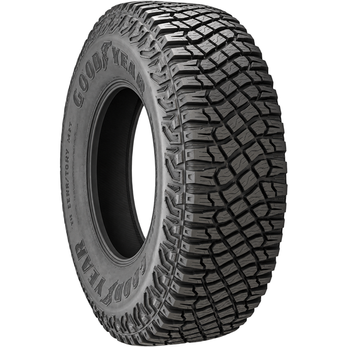 Goodyear Wrangler Territory MT — Model illustration edited with AI to remove the wheel. Sidewall markings may vary by selected size