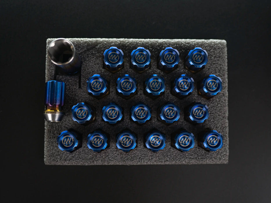 M14×1.5 mm Titanium Closed GR5 Burned Gold Anti Theft Wheel Lug Nuts Set with Logo (Pack of 20pcs)