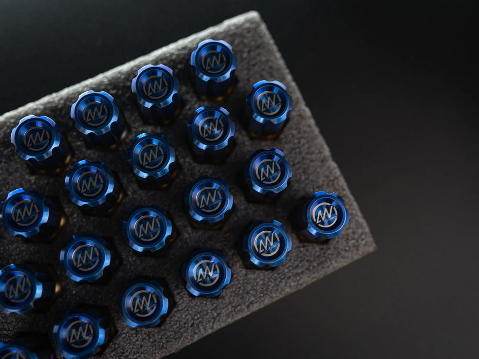 M14×1.5 mm Titanium Closed GR5 Burned Gold Anti Theft Wheel Lug Nuts Set with Logo (Pack of 20pcs)