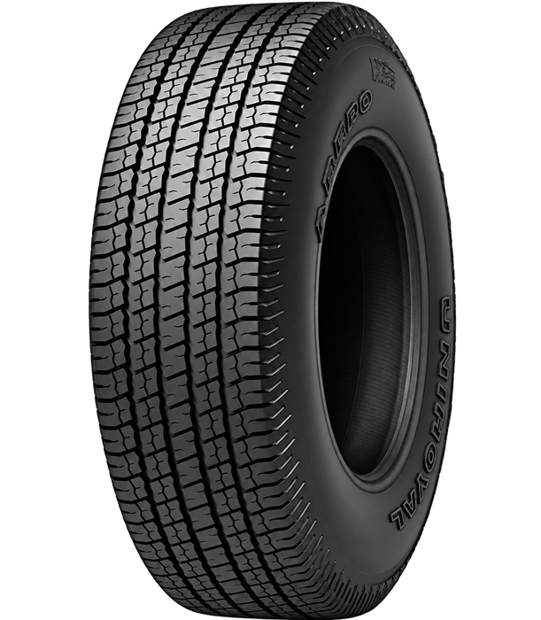 Uniroyal Laredo HT — Model illustration edited with AI: wheel removed and sidewall lettering adjusted to illustrate the black-sidewall option. Sidewall markings may vary by selected size
